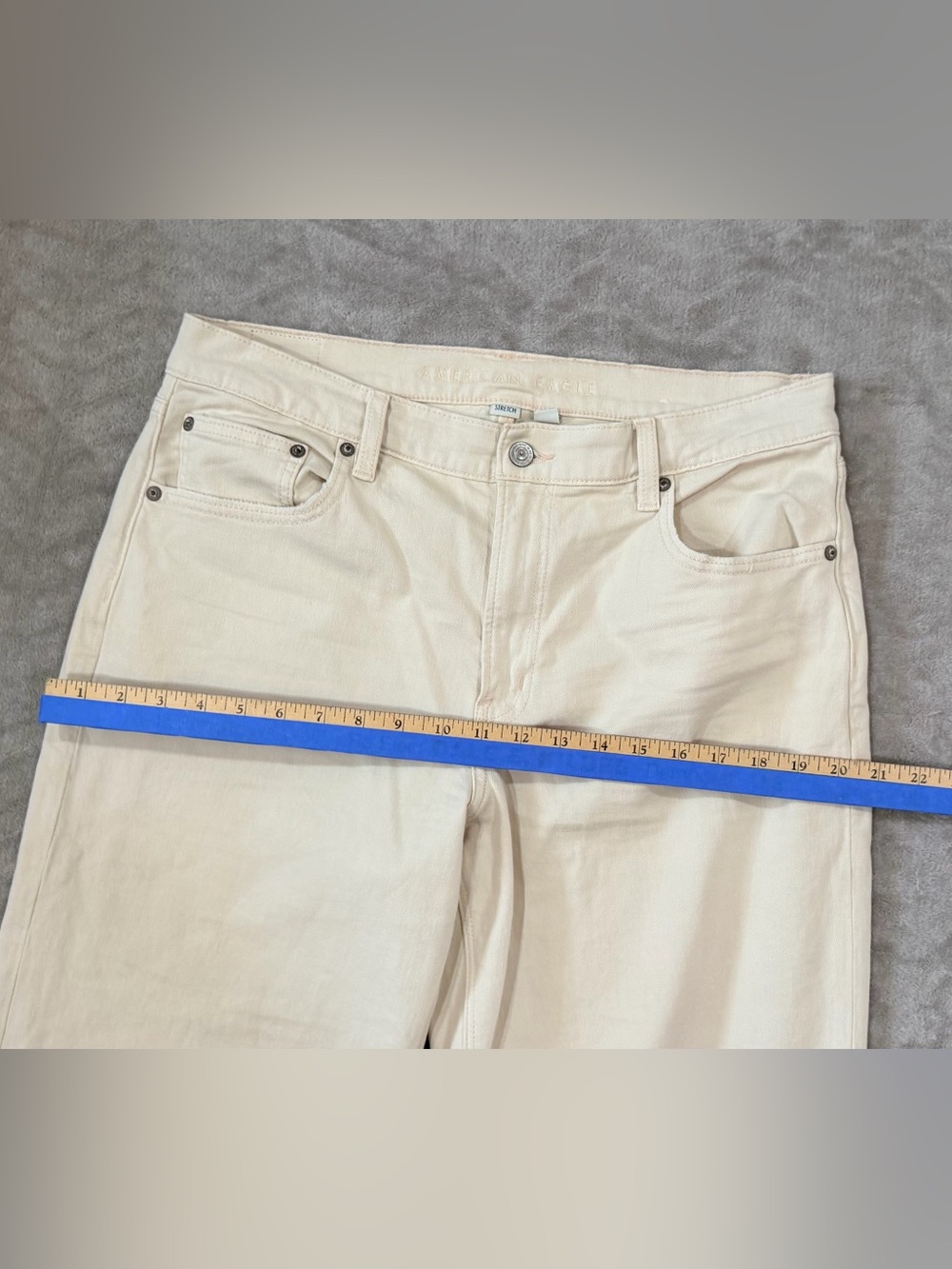 AE Cream Wide Leg Pants Size 12 Neutral Minimalist 90s, Baggy, Y2K - Picture 3 of 11